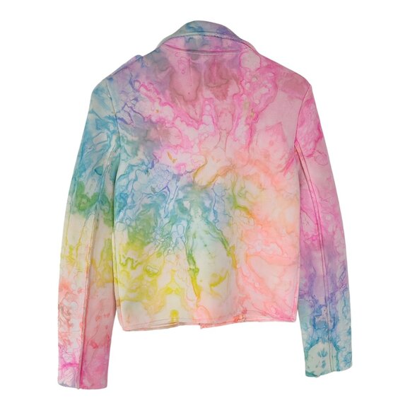 *RARE* UNIF I-Dye Tie Dye Moto Jacket Pastel Rainbow Multicolor - Picture 3 of 15